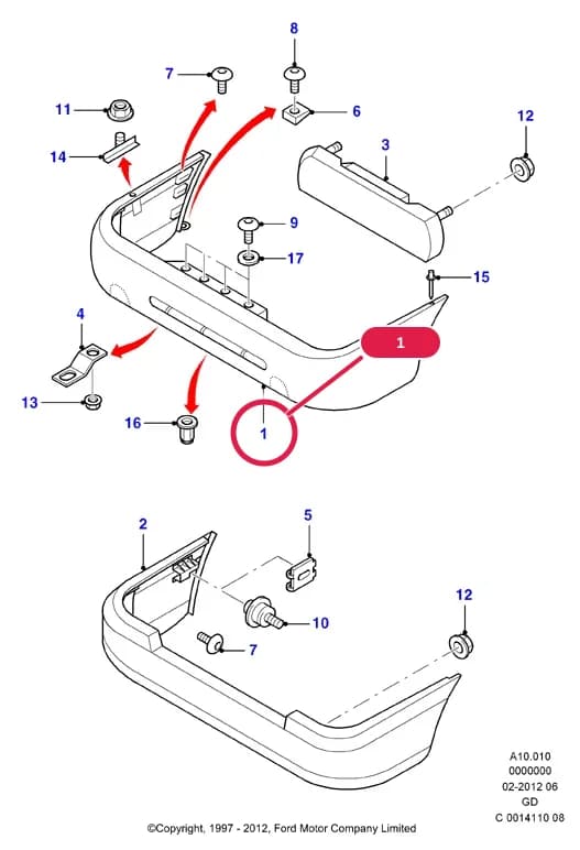 A Body And Related Parts — A10 Body And Related Parts.Rear Panels/Bumper & Package Tray › A10010 Rear Bumper;