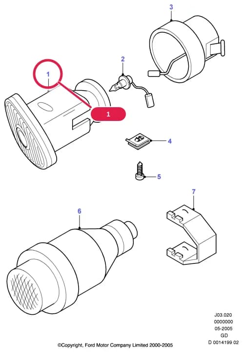 Lamp Assy - Fog - Front; RH — J Electrical System — J03 Electrical System.Headlamps And Front Flasher Lamps › J03020 Front Fog Lamps
