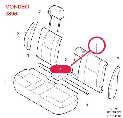 Cover Assy - Rear Seat Back; (EA); 235Imperial Blue; Imperial Blue; Sambuka; 5 Door Saloon — BVB Sierra/Mondeo — BVB04 Sierra/Mondeo.Mondeo 0896-0900 › BVB04020 Rear Seat Covers; Trim