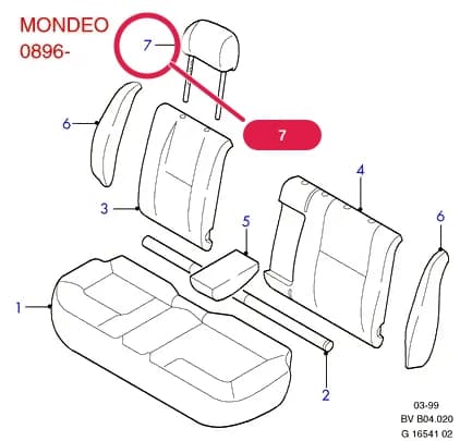 Headrest - Cover And Pad; Side; (EA); RH; Imperial Blue; Sambuka; 5 Door Saloon/Estate — BVB Sierra/Mondeo — BVB04 Sierra/Mondeo.Mondeo 0896-0900 › BVB04020 Rear Seat Covers; Trim