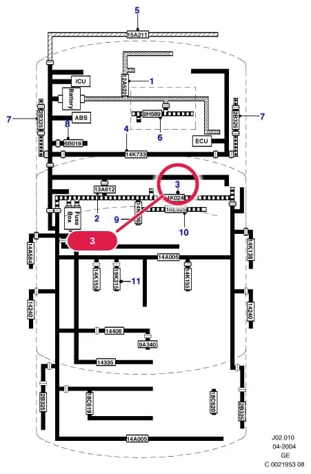 Wiring Assy - Instrument Panel; Manual Air Conditioning; LHD; Less Anti-Spin Traction System; With Daytime Running Lamps — J Electrical System — J02 Electrical System.Wiring System & Related Parts › J02010 Electrical Wiring - Engine And Dash