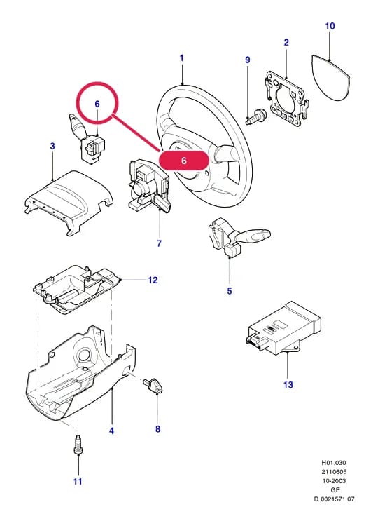 H Steering Gear - Gear Change — H01 Steering Gear - Gear Change.Steering Column And Steering Wheel › H01030 Steering Wheel