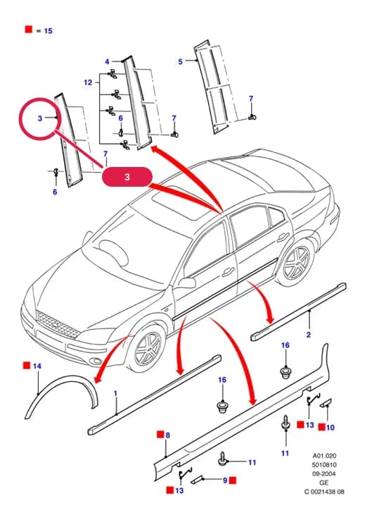 Moulding; Door Assy - Front; LH; Series 40 — A Body And Related Parts — A01 Body And Related Parts.Bodyshells/Repair Panels/Mouldings › A01020 Body Mouldings