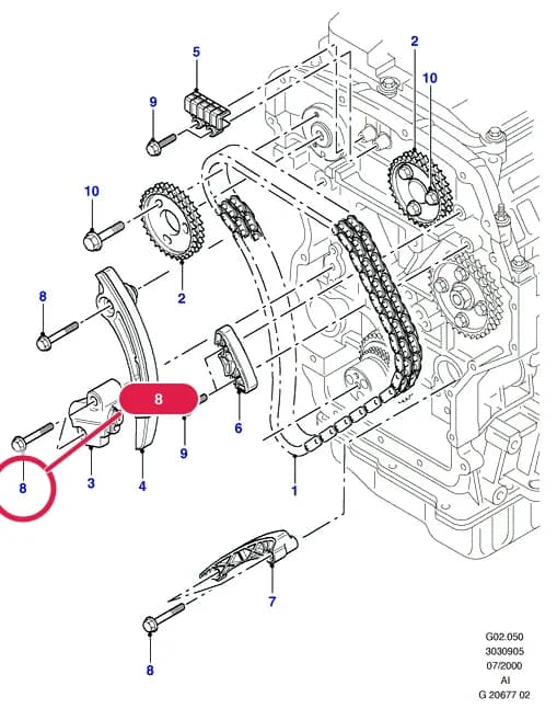 Bolt - Hex.Head; M6 x 50MM; Mondeo 2001-2007; 2.0L Duratorq DI — AIG Duratorq Engine — AIG02 Duratorq Engine.Cylinder Head/Valves/Manifolds/EGR › AIG02050 Timing Gear; Diesel