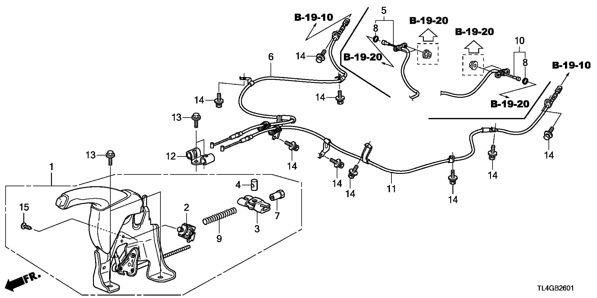 Car Manufacturer: JAPAN — Great Britain (KE):6MT 2.4 S — STEERING,BRAKE,SUSPENSION › B-26-1 PARKING BRAKE(RH)