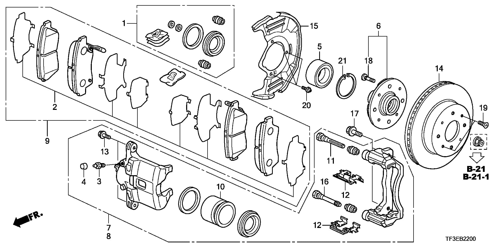Car Manufacturer: JAPAN — South Africa  (KN):5MT 1.5EXS — STEERING,BRAKE,SUSPENSION › B-22 FRONT BRAKE