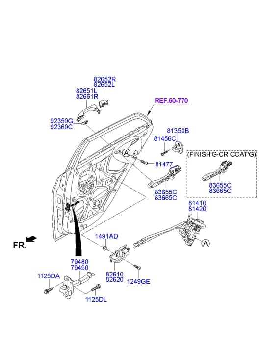 HANDLE ASSY-DOOR INSIDE,LH, INT;FRB — 2018 i20 15 (TURKEY PLANT-EUROPE) (2014-) — TRIM › 81814 REAR DOOR LOCKING