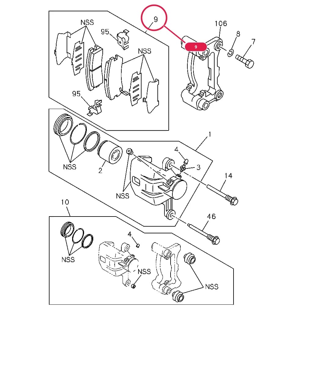 PAD KIT; CALIPER,RR — 50688 - UC-LHD     93 - 97 — 3 - Brakes, Brake System › 3-06 - REAR DISC BRAKE CALIPER