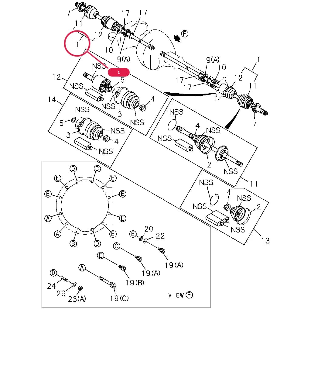 06.055 SHAFT ASM; FRT DRIVE — 50757 - UBS-RHD     98 - 02 — 4 - Propeller Shaft, Axles, Steering, Suspension › 4-12 - FRONT DRIVE SHAFT