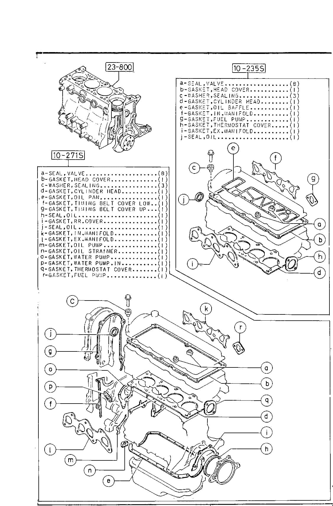 1986 323 — GASOLINE-ENGINE & TRANSMISSION › 1000   - ENGINE & GASKET SETS