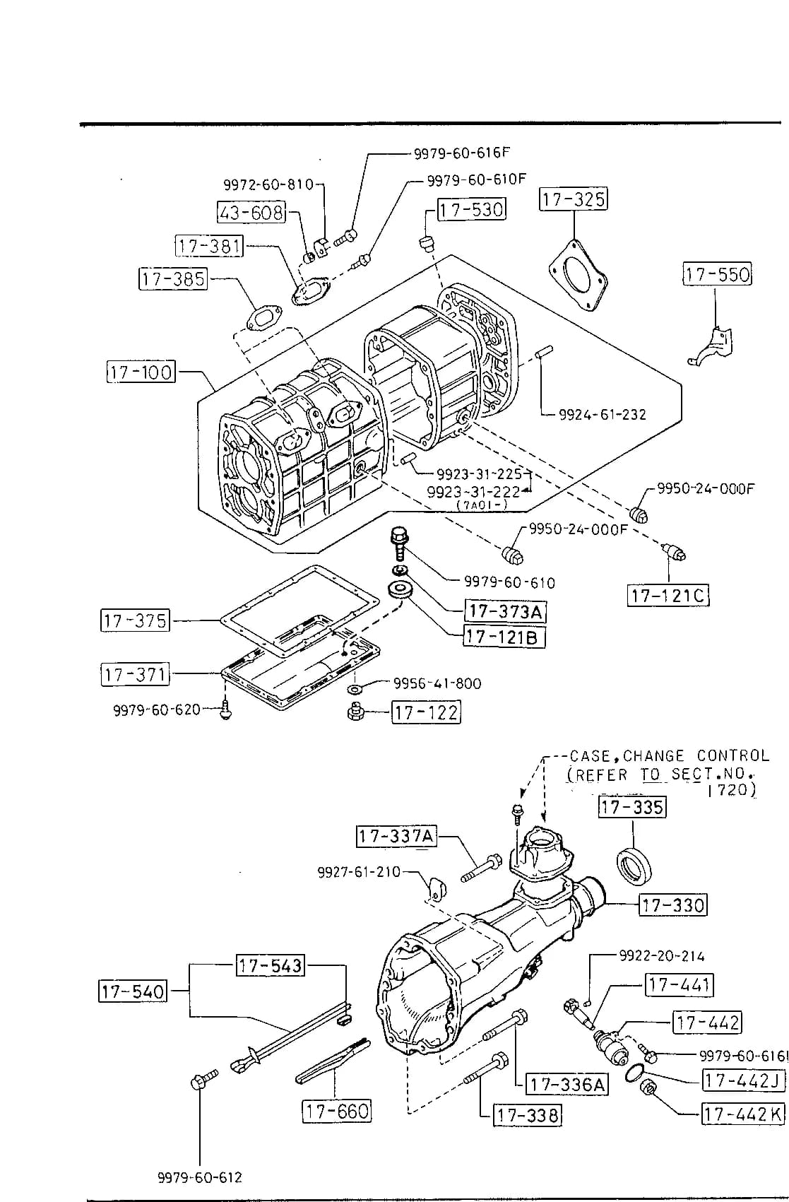 1986 B2000 — GASOLINE-ENGINE & TRANSMISSION › 1700 B - MANUAL TRANSMISSION CASE (5-SPEED)(2600CC)(4X2)