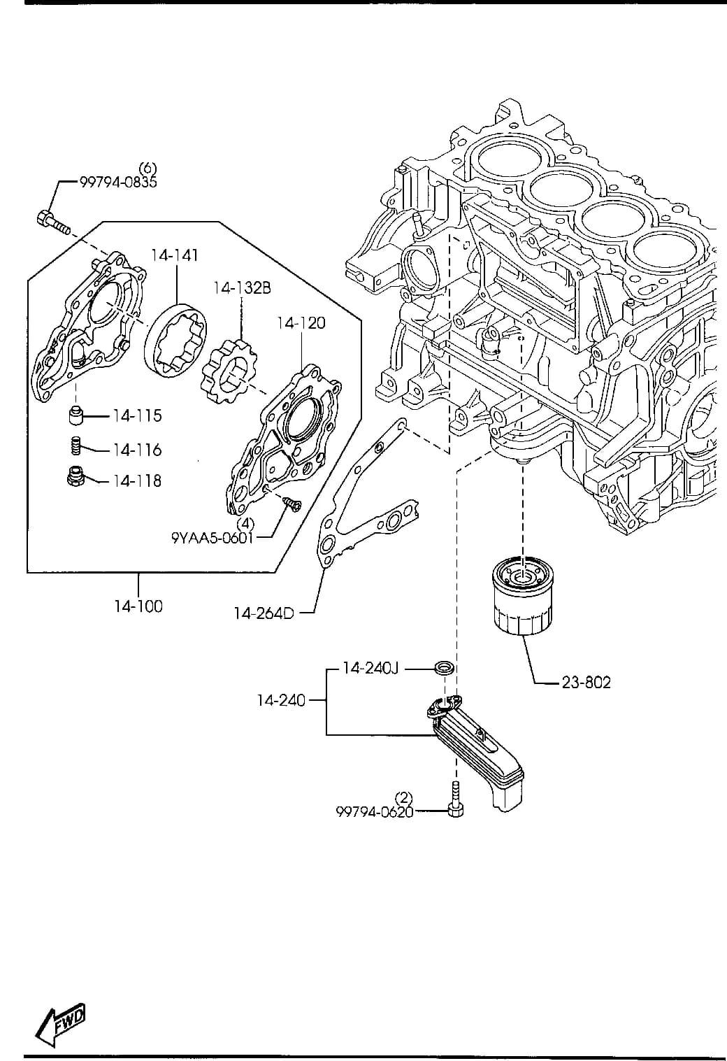 2014 MAZDA2 — GASOLINE-ENGINE 4-CYLINDER TRANSMISSION › 1400A - OIL PUMP & FILTER