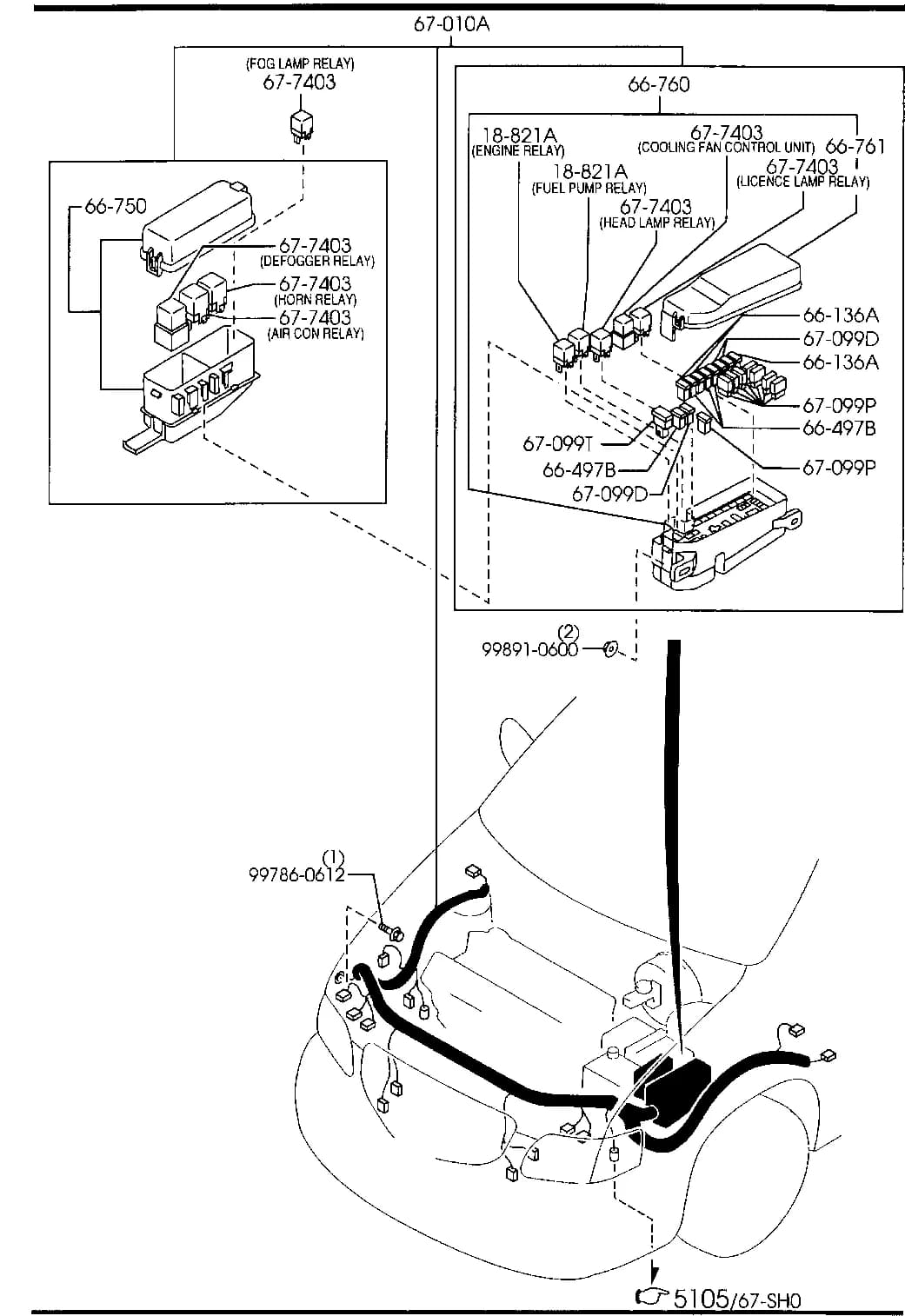 2003 MPV — BODY ELECTRONICS › 6700A  - FRONT & REAR WIRING HARNESSES