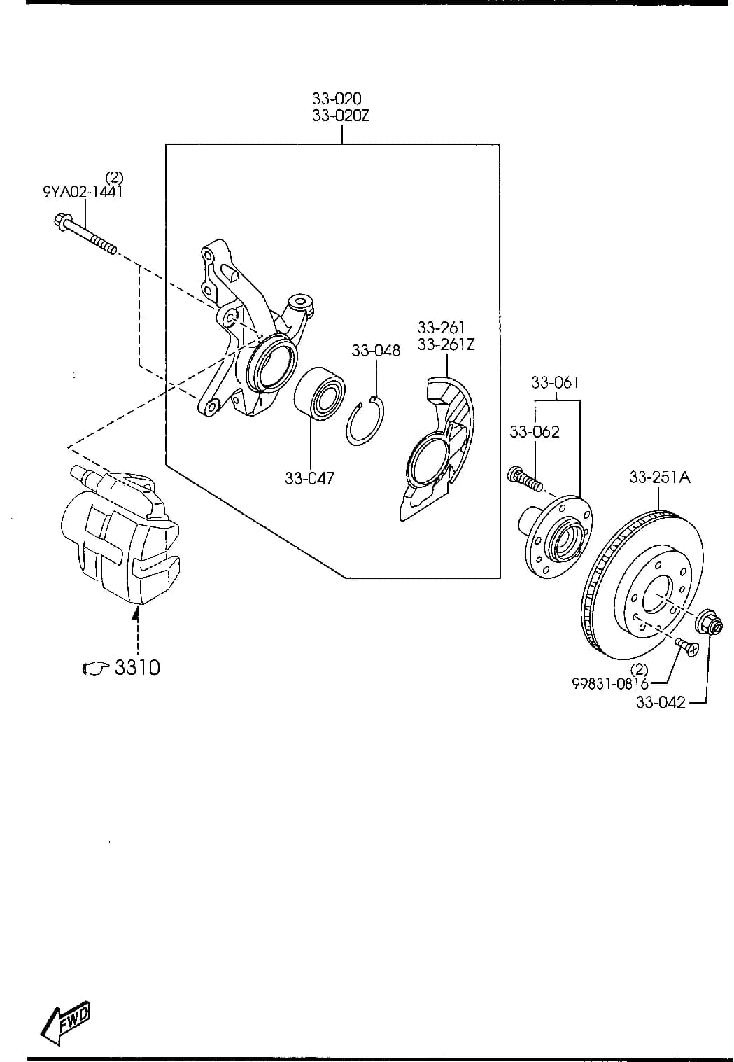 2011 CX-7 — CHASSIS AXLE SUSPENSION,BRAKE & STEERING › 3300A  - FRONT AXLE