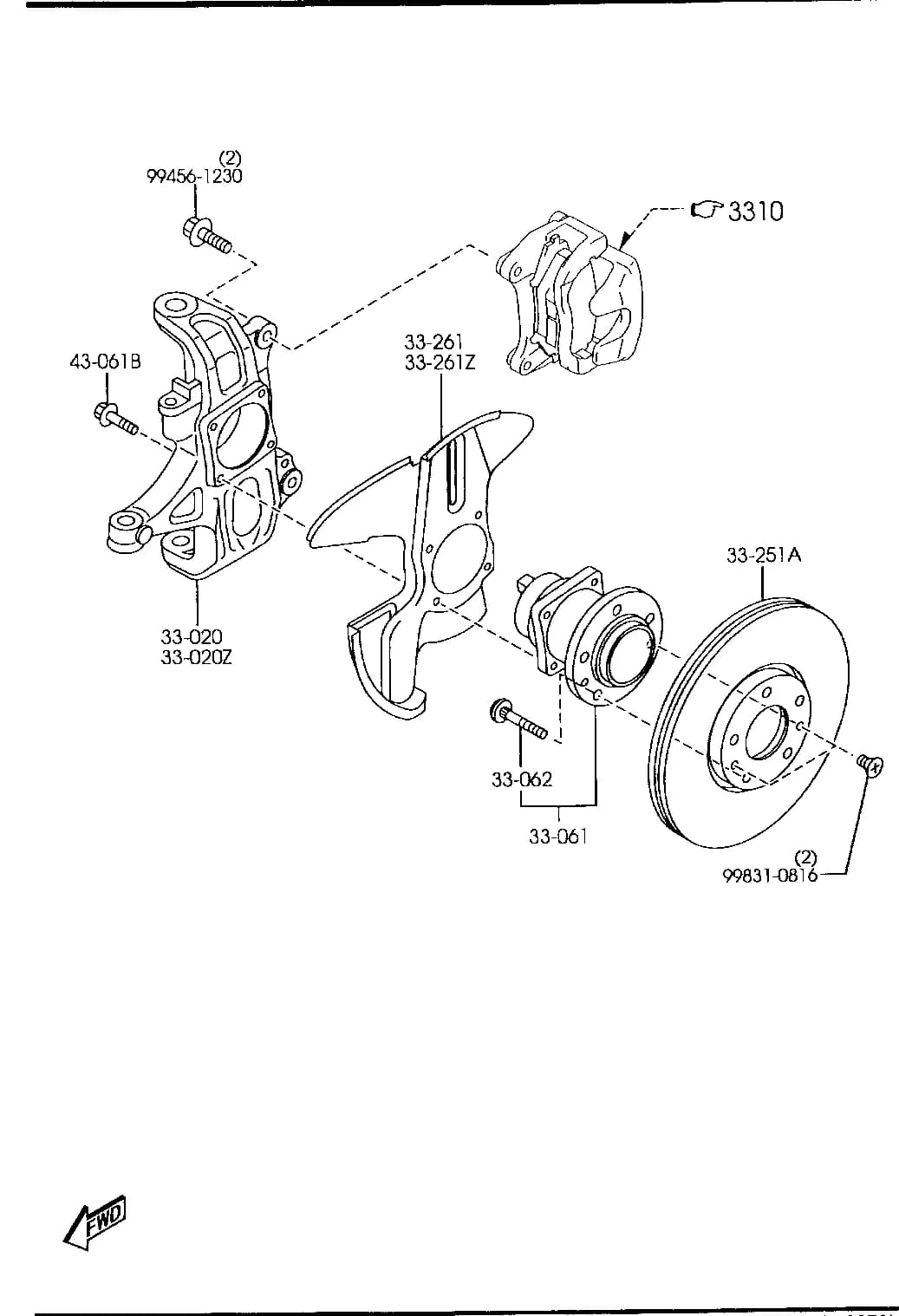 2011 RX-8 — CHASSIS AXLE SUSPENSION,BRAKE & STEERING › 3300A  - FRONT AXLE