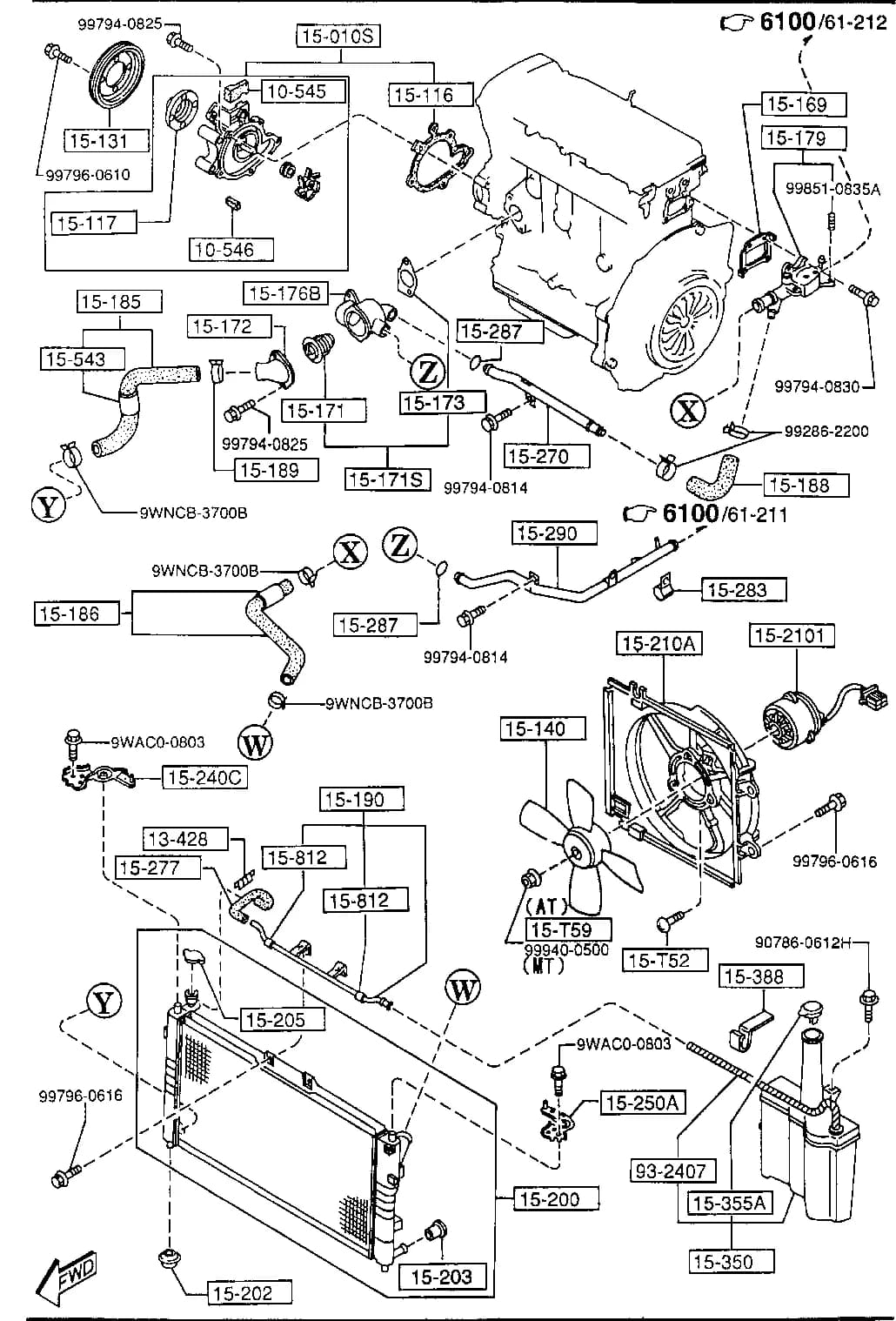 1995 626 — GASOLINE-ENGINE 4-CYLINDER SUPPLEMENT › 1500   - COOLING SYSTEM (2000CC)