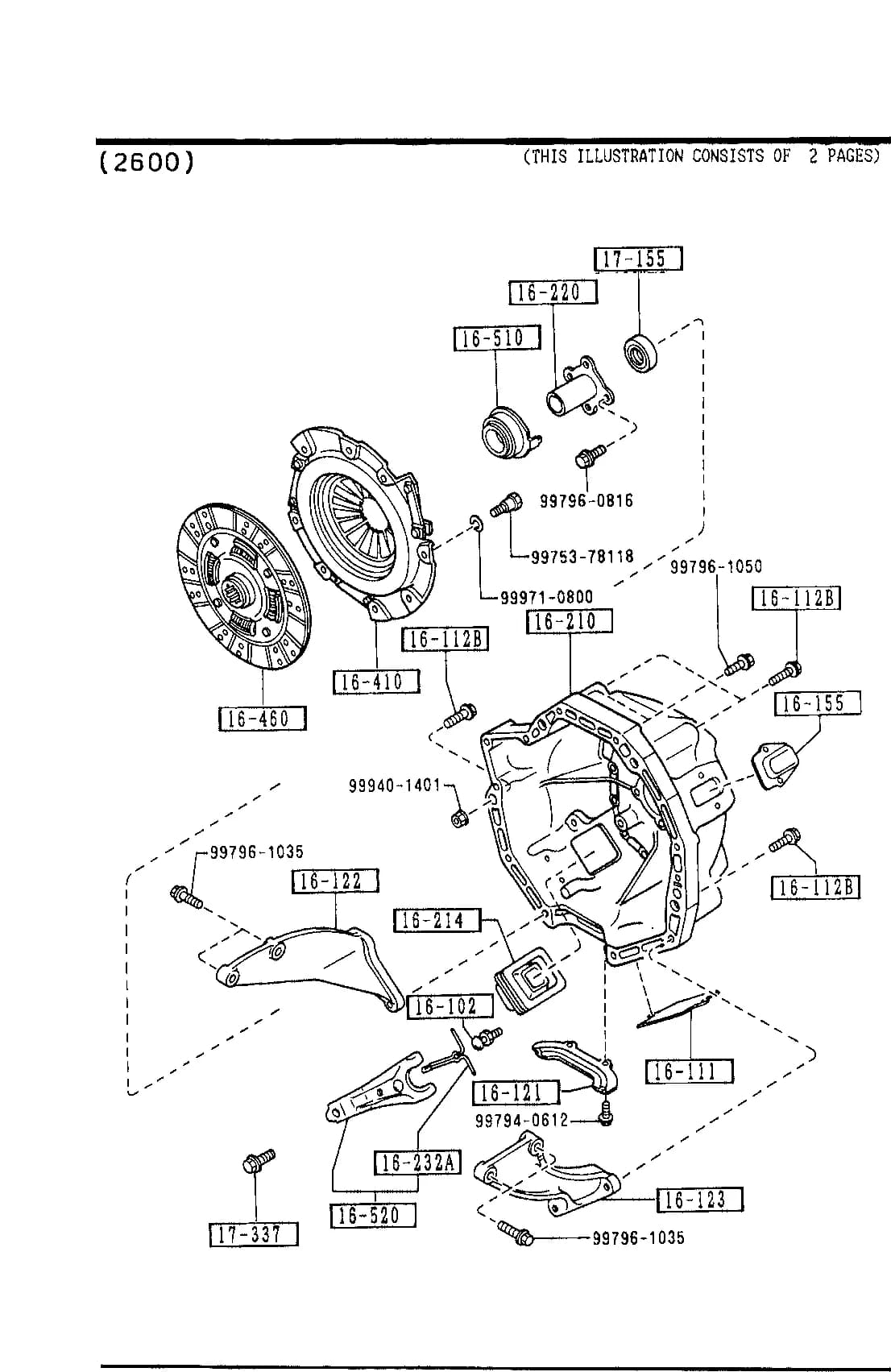 A (G601-16-460B)  NON ASBESTOS (3000>4WD)         - 880915 — 1989 MPV — GASOLINE-ENGINE 4-CYLINDER TRANSMISSION › 1600   - CLUTCH DISC & COVER (MANUAL TRANSMISSION)