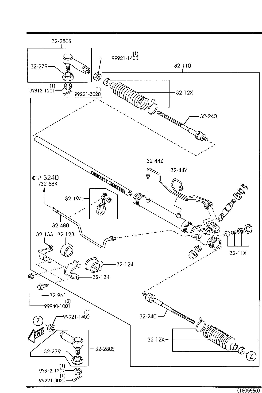 2001 626 — CHASSIS AXLE SUSPENSION,BRAKE & STEERING › 3220A  - STEERING GEAR