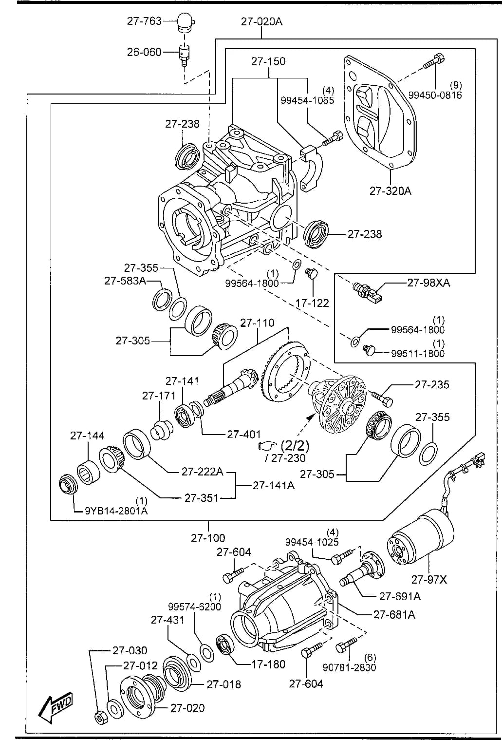 2014 CX-9 — CHASSIS AXLE SUSPENSION,BRAKE & STEERING › 2710A  - REAR DIFFERENTIALS (4WD)