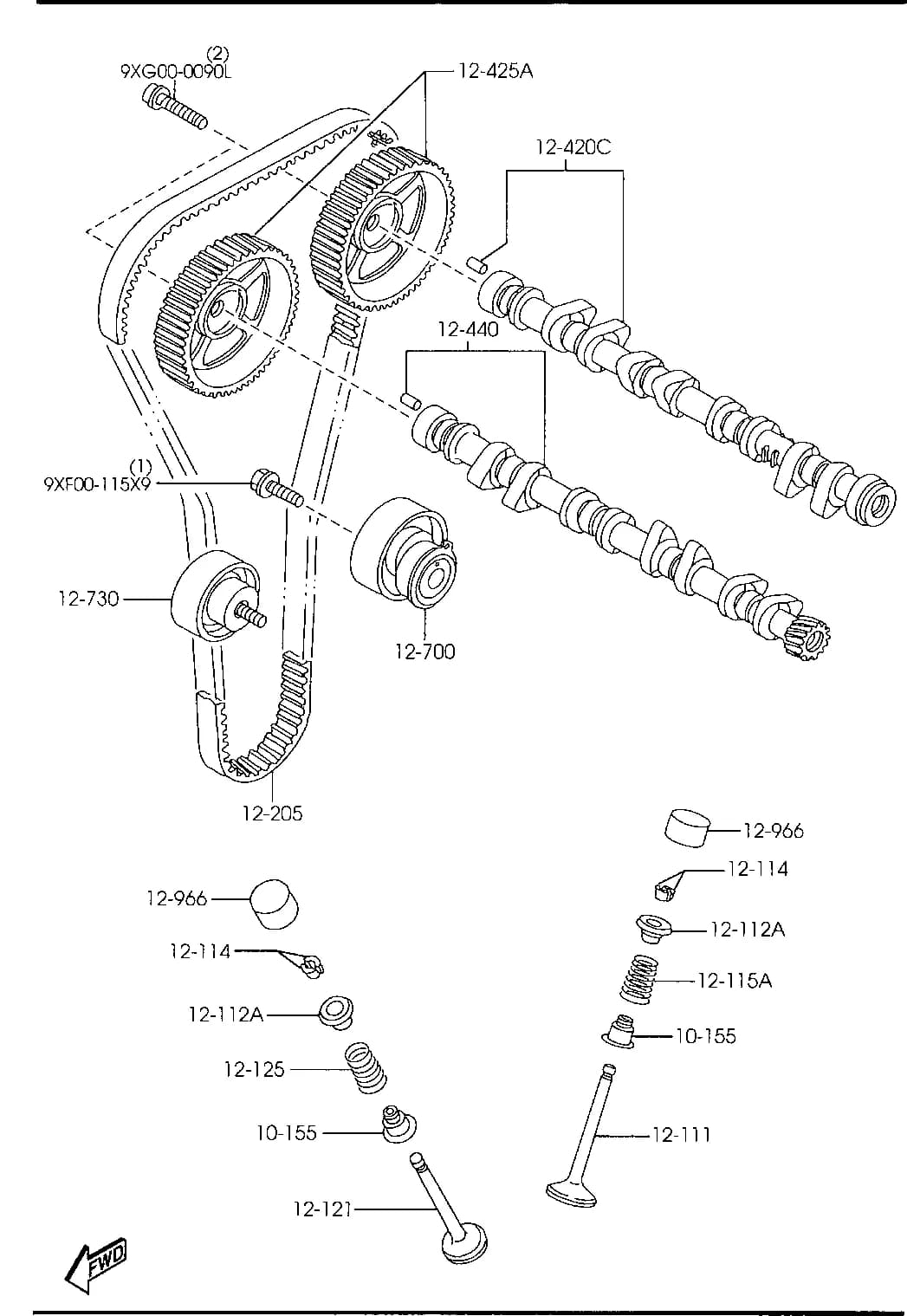 L=1225MM  01. 02 MODEL — 2001 TRIBUTE — GASOLINE-ENGINE 4-CYLINDER TRANSMISSION › 1200A  - VALVE SYSTEM (2000CC)