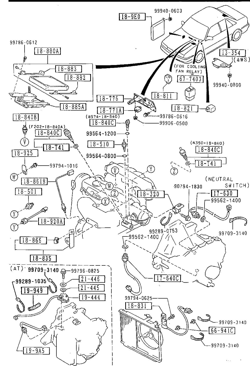 1992 626 — BODY ELECTRONICS › 6600CA - ENGINE SWITCHES & RELAYS (TURBO)