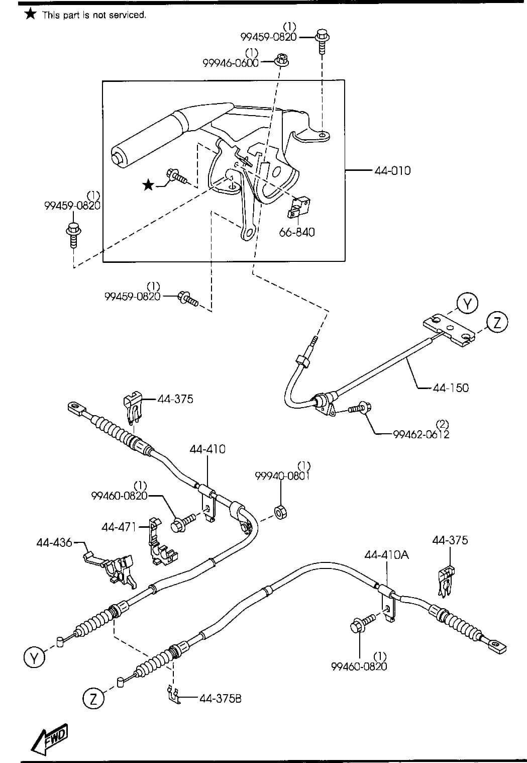 2014 MIATA — CHASSIS PIPING & FUEL TANK › 4400A  - PARKING BRAKE SYSTEM