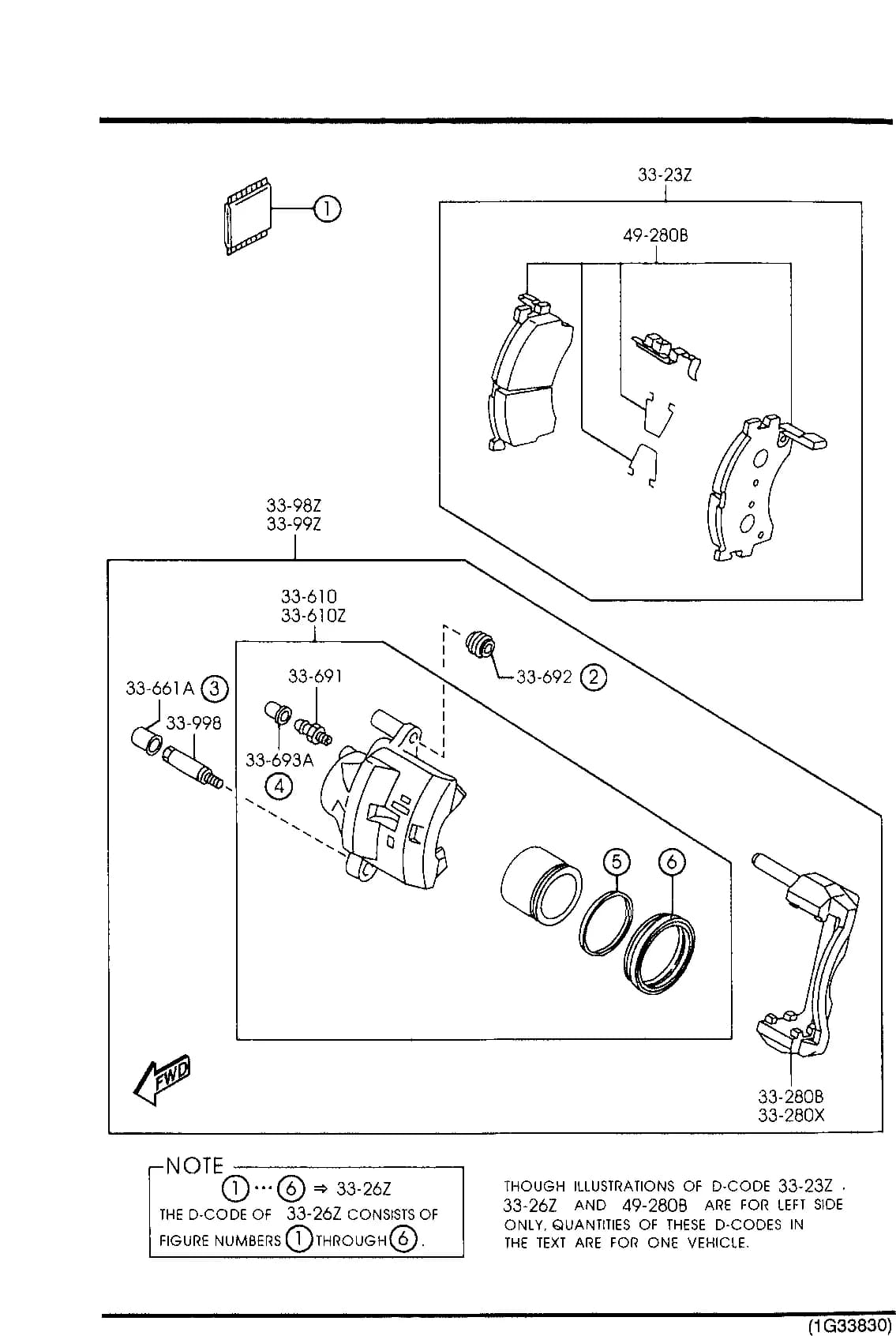 1998 626 — CHASSIS AXLE SUSPENSION,BRAKE & STEERING › 3310A  - FRONT BRAKE MECHANISMS (2000CC)