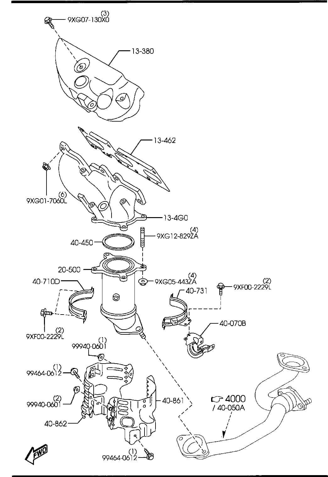 2008 CX-9 — GASOLINE-ENGINE V6-CYLINDER SUPPLEMENT › 1310A  - EXHAUST MANIFOLD