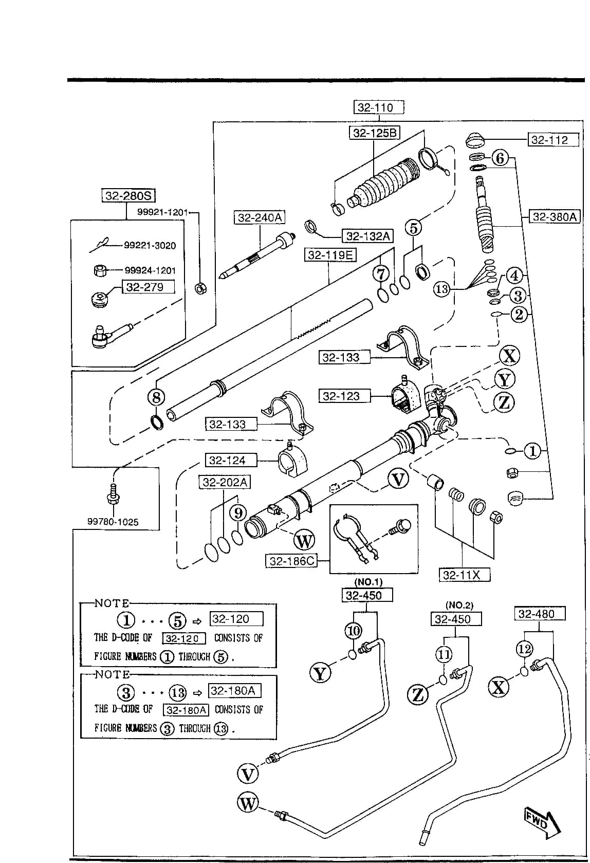 1994 RX-7 — CHASSIS AXLE SUSPENSION & STEERING › 3220   - STEERING GEAR