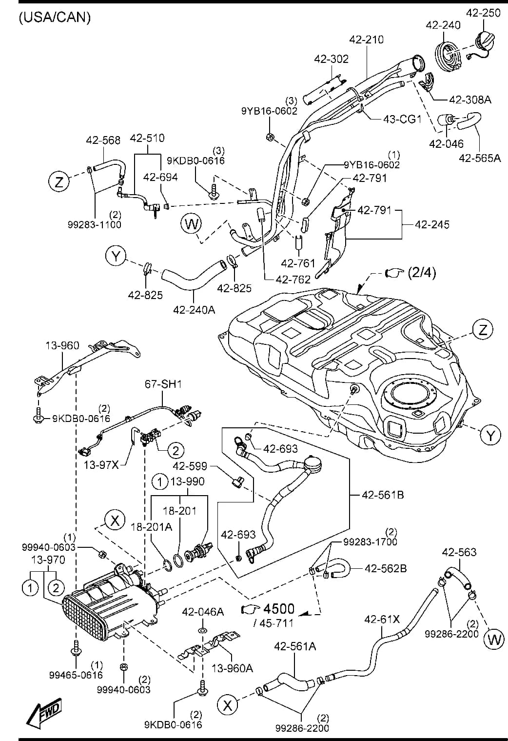 2014 CX-5 — CHASSIS PIPING & FUEL TANK › 4200A  - FUEL TANK (2WD)