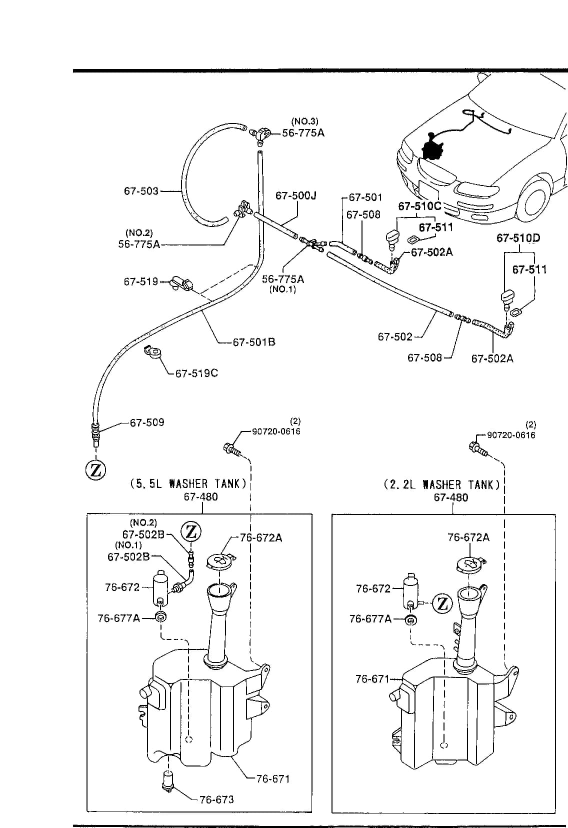 1995 MILLENIA — BODY ELECTRONICS › 6720   - WINDSHIELD WASHER