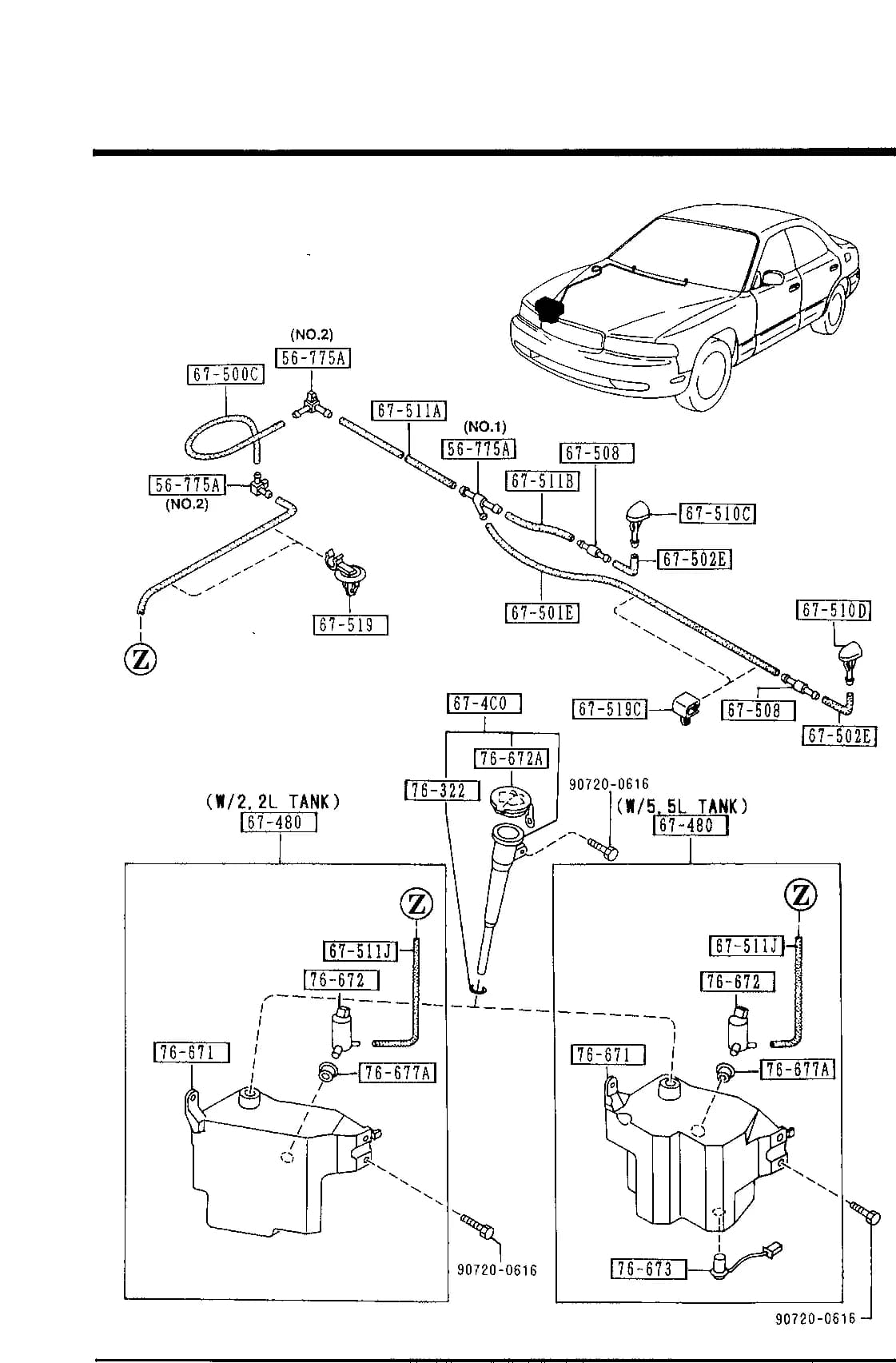 1992 929 — BODY ELECTRONICS › 6720   - WINDSHIELD WASHER