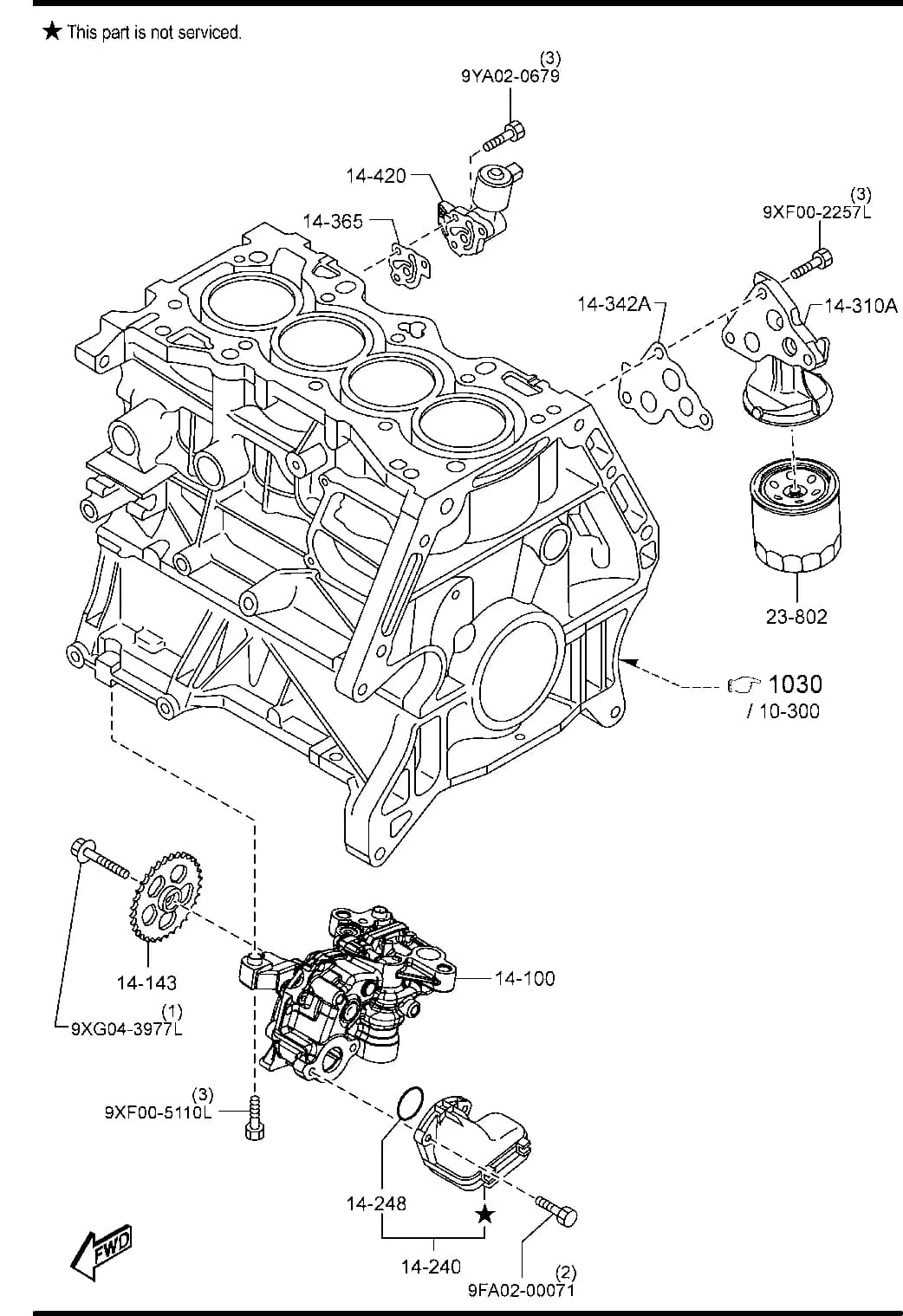 2014 MAZDA3 — GASOLINE-ENGINE 4-CYLINDER TRANSMISSION › 1400AA - OIL PUMP & FILTER (2000CC)