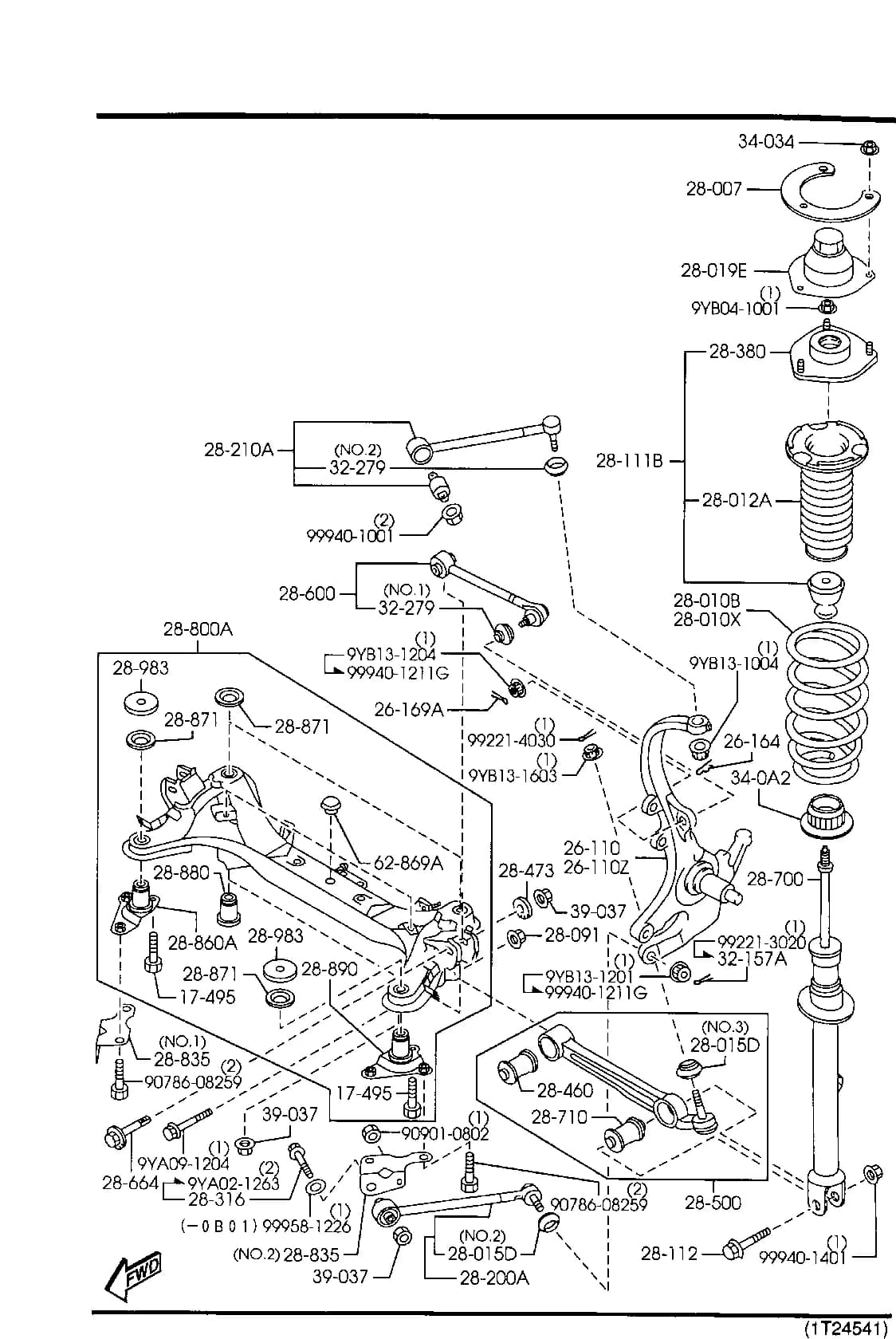 2001 MILLENIA — CHASSIS AXLE SUSPENSION,BRAKE & STEERING › 2800   - REAR SUSPENSION MECHANISMS