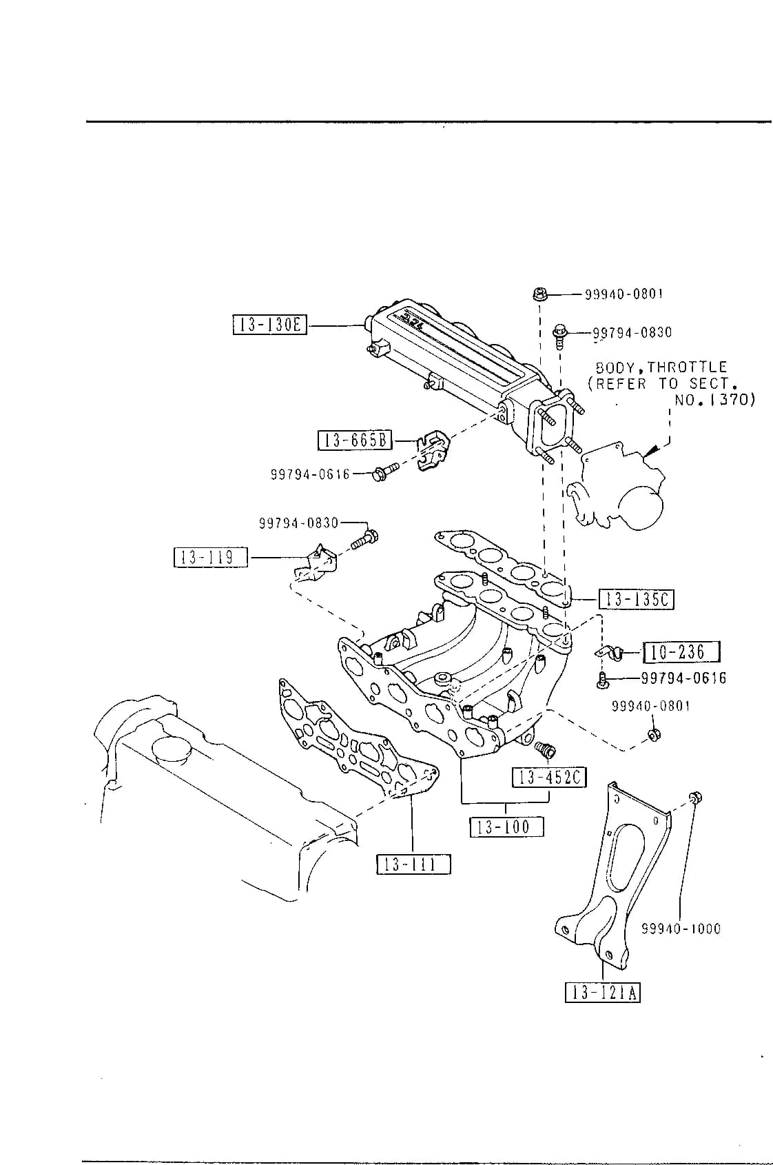 1988 626 — GASOLINE-ENGINE SUPPLEMENT › 1300C  - INLET MANIFOLD