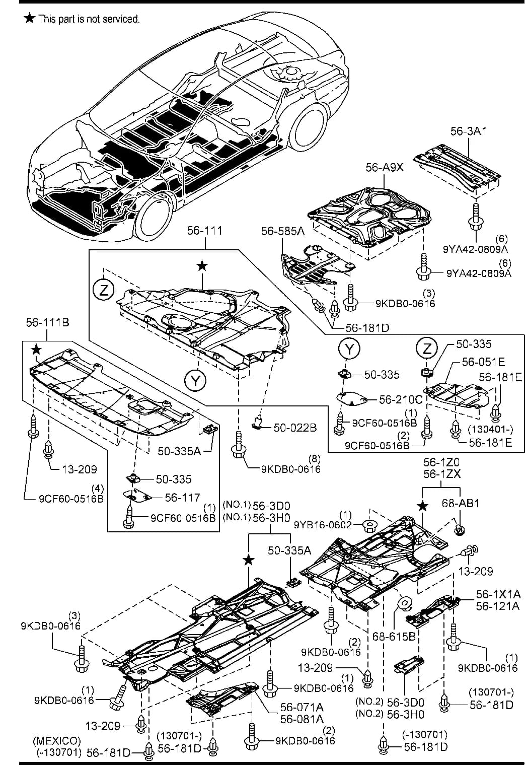 2014 MAZDA6 — BODY EXTERIOR TRIM › 5390A  - FLOOR ATTACHMENTS