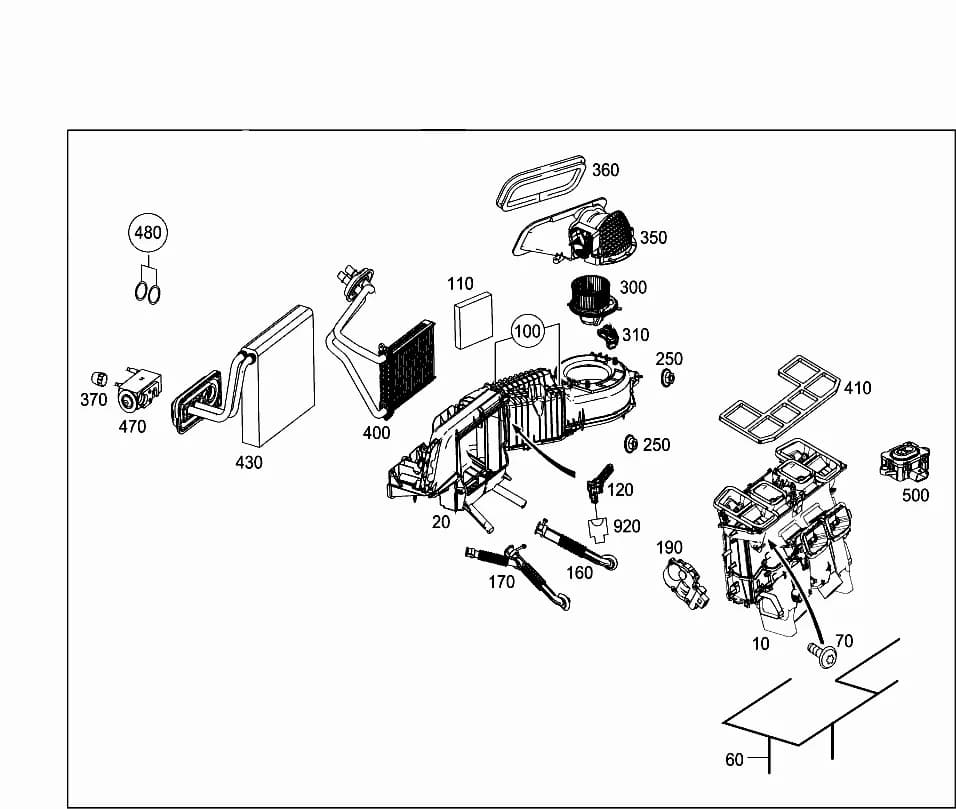 172.475 — 83 HEATING AND VENTILATION › 035 HEATER AND EVAPORATOR HOUSING WITH BLOWER AND WIRING HARNESS