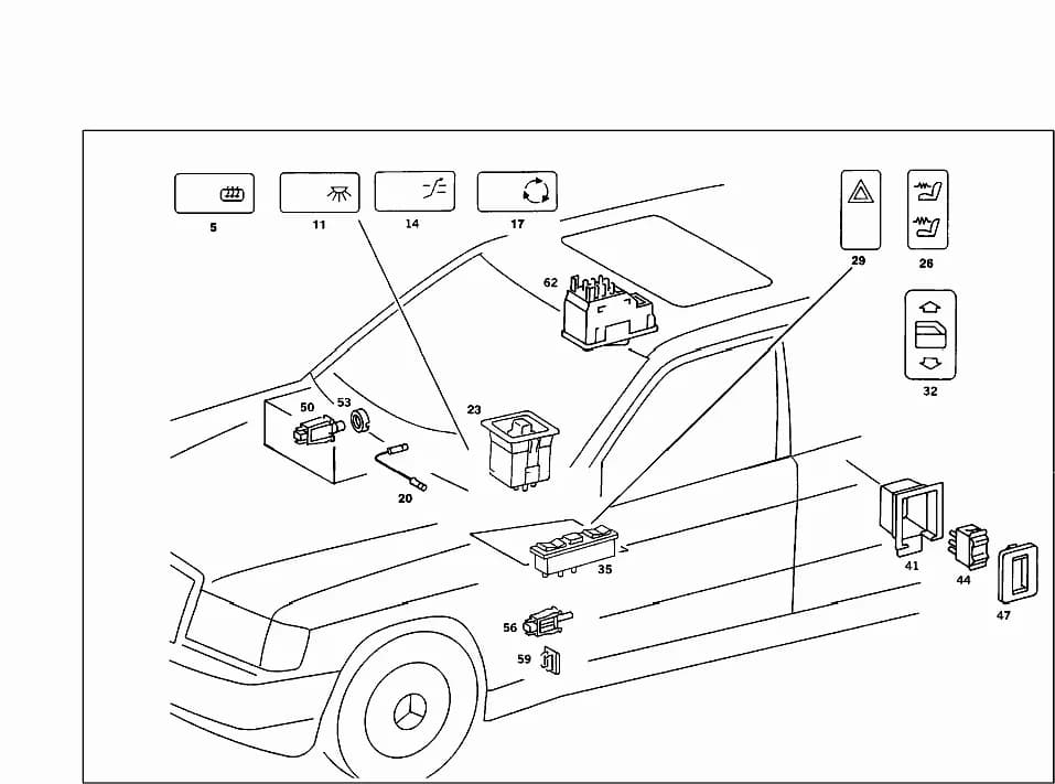 SWITCHBOTTOM COVERING,RIGHT;USED FOR RIGHT FRONT DOOR WINDOW REGULATOR — 201.029 — 82 ELECTRICAL SYSTEM › 045 SWITCH AND LIGHT GUIDE