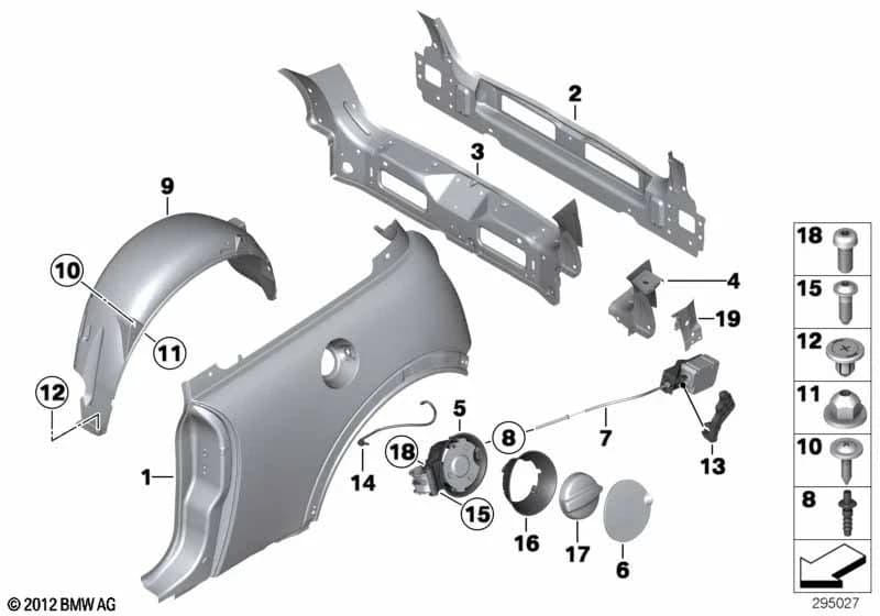 Petrol cap, chrome — Cooper Cooper R53 (2001–2006) — Side panel/tail trim