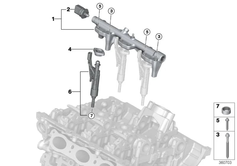 RP injector — ECE — 13 Fuel Preparation System › 13_1565 High-pressure rail / injector