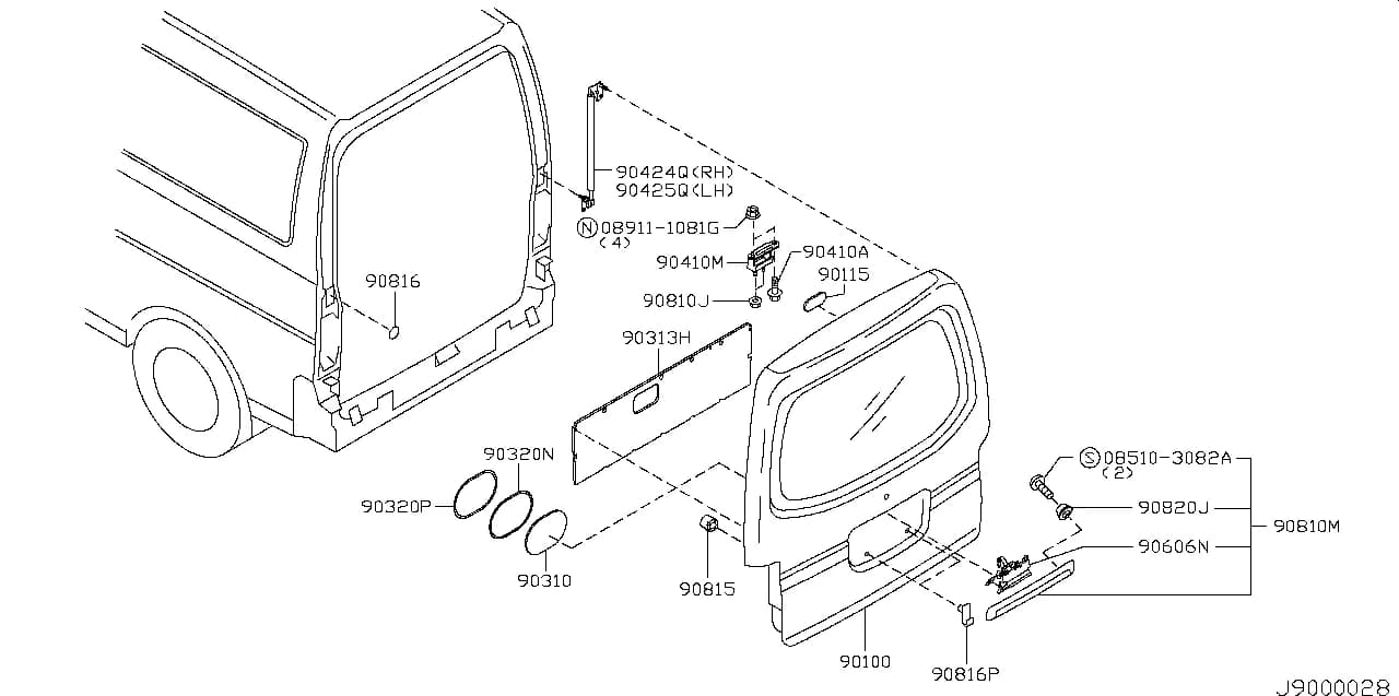 ｽﾃｲ ｱﾂｾﾝﾌﾞﾘ-,ﾊﾞﾂｸ ﾄﾞｱ RH — URVAN (E25) — Body › 900A 004