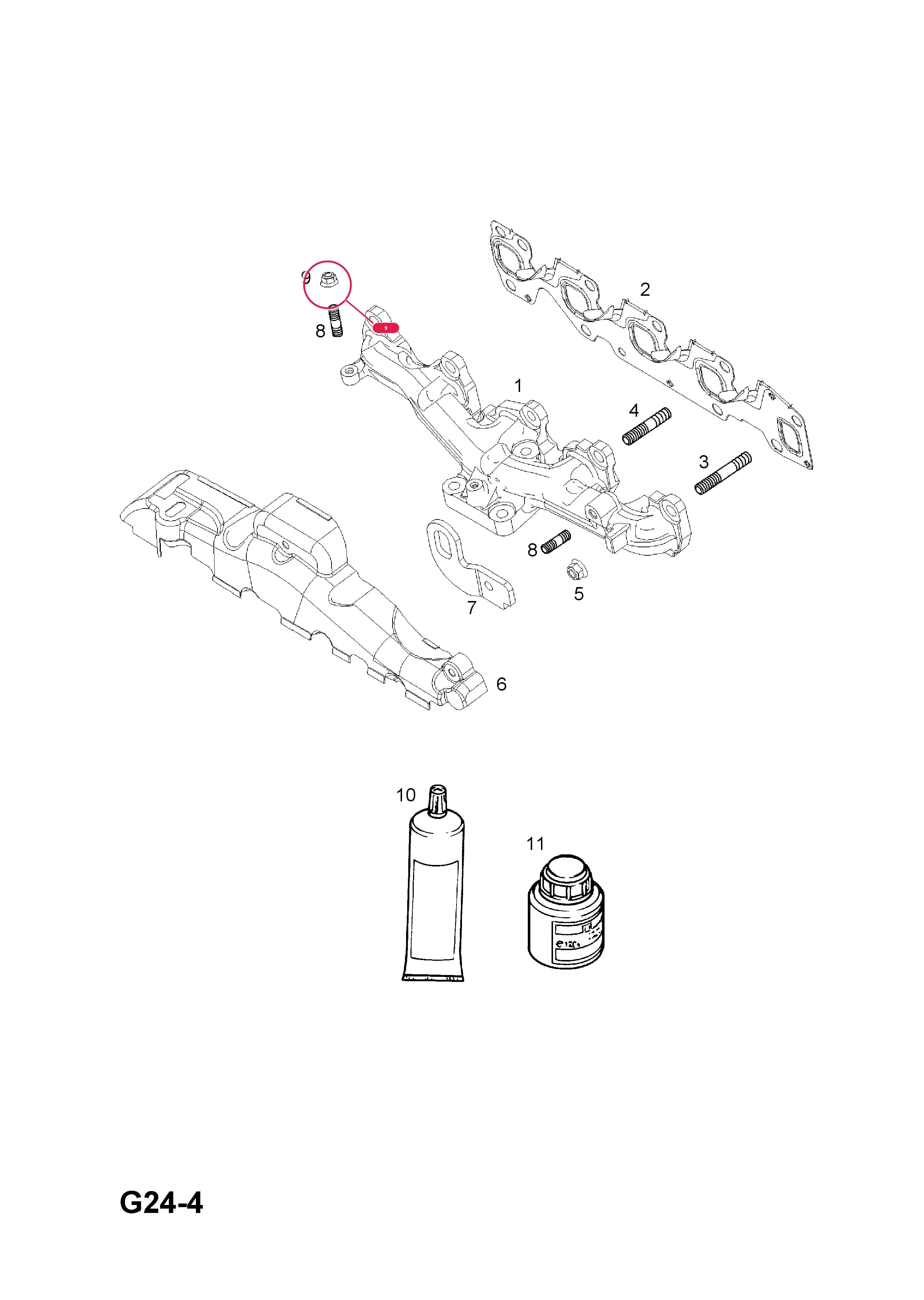 NUT,HEX.,M6,HEAT SHIELD TO EXHAUST MANIFOLD — Opel  ASTRA-H ( 2004 - ) — G FUEL AND EXHAUST › 67.EXHAUST MANIFOLD (CONTD.)