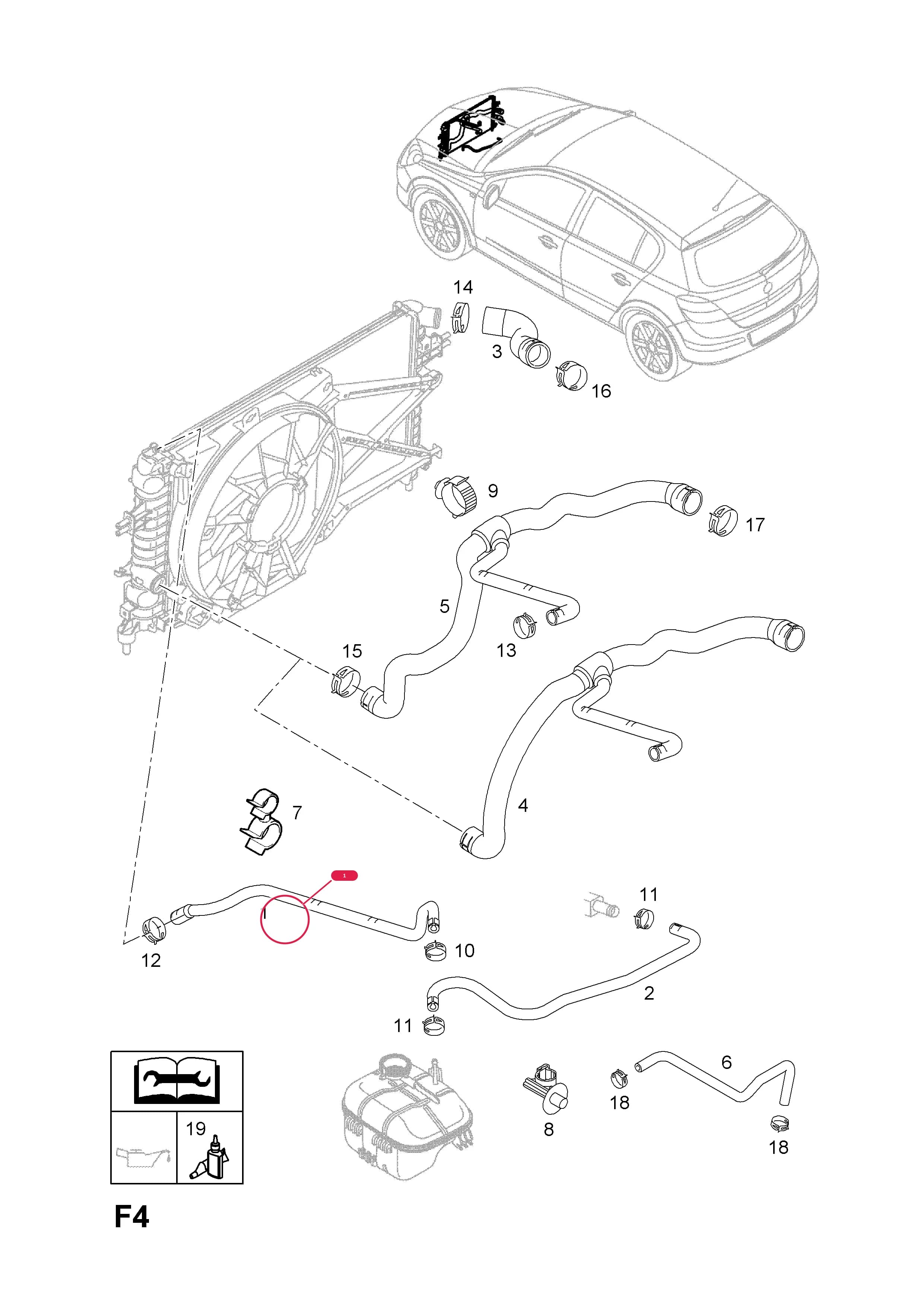 HOSE,RADIATOR TO HEADER TANK (IDENT PC1) — Opel  ASTRA-H ( 2004 - ) — F COOLING › 12.Z12XEP[LB4],Z14XEL[LKA],Z14XEP[LJ2] PETROL ENGINES