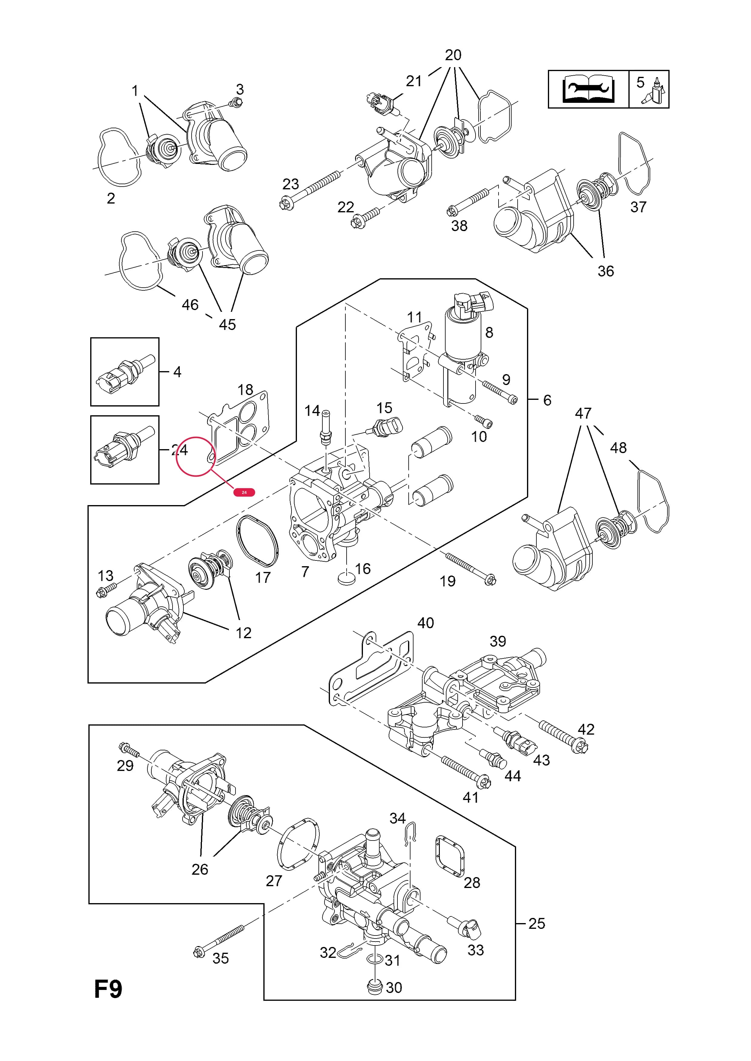 SENSOR,WATER TEMPERATURE,ENGINE TIMING,RADIATOR — Opel  ASTRA-H ( 2004 - ) — F COOLING › 2.COOLANT TEMPERATURE SENSOR