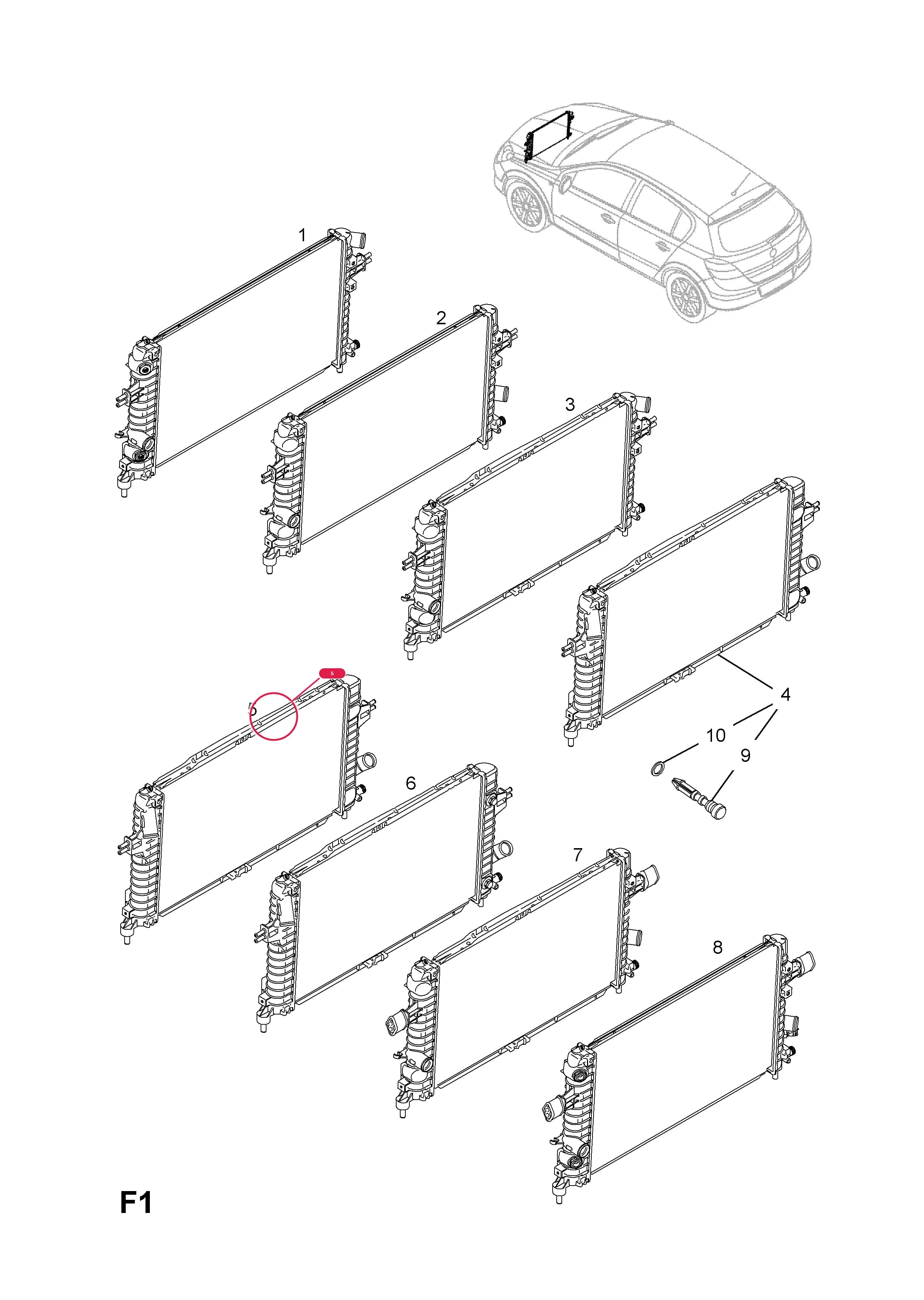 RADIATOR,ASSY. (IDENT ZR1) (USED WITH MANUAL OR EASYTRONIC TRANSMISSION) (RADIATOR CORE SIZE 600 X 371MM) — Opel  ASTRA-H ( 2004 - ) — F COOLING › 38.RADIATOR