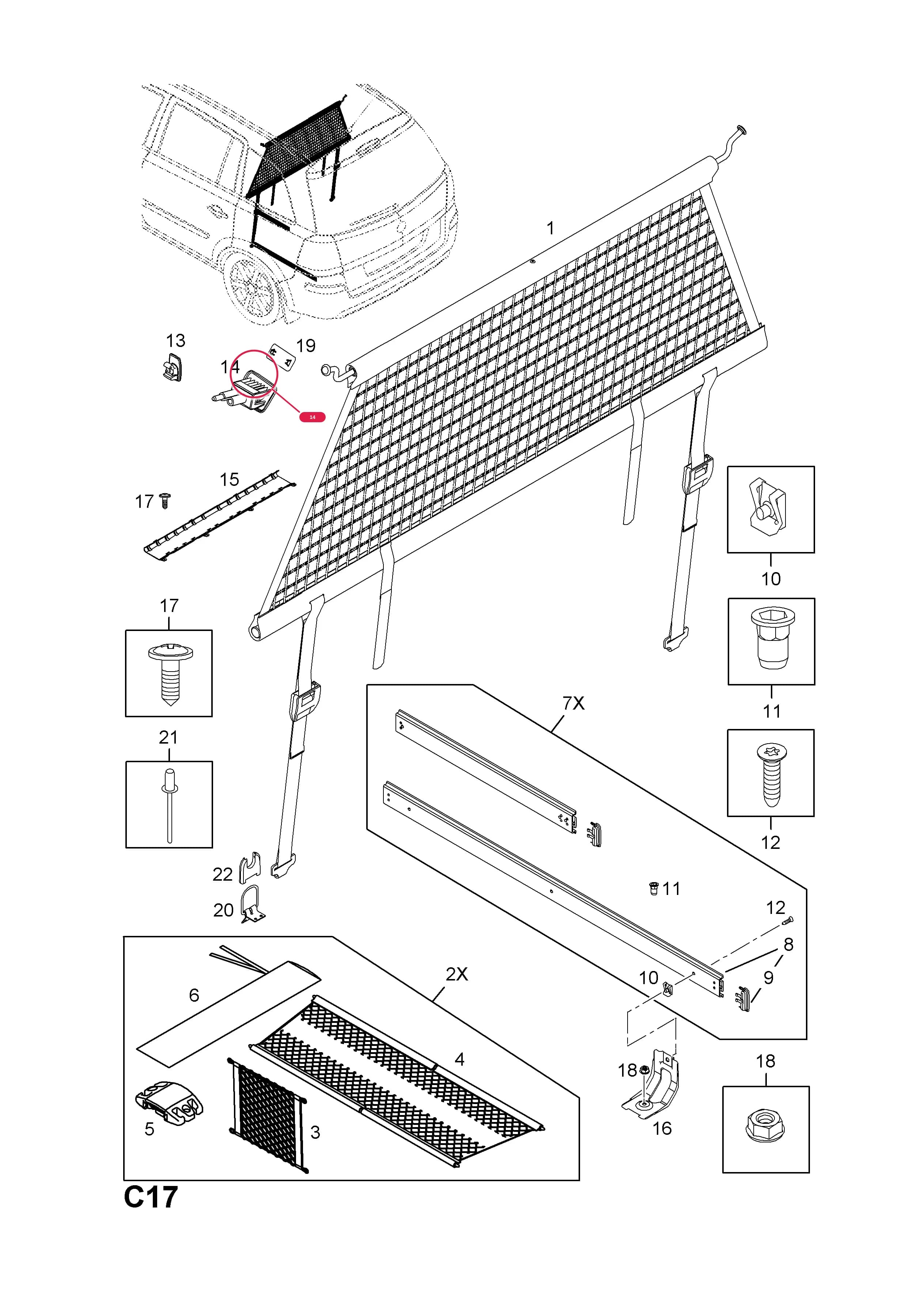 BRACKET,ASSY.,CARGO RESTRAINT,RH,CENTRE  (PRODUCTION NO. 13348698) — Opel  ZAFIRA-B ( 2005 - ) — C BODY INTERIOR FITTINGS › 13 CARGO RESTRAINT