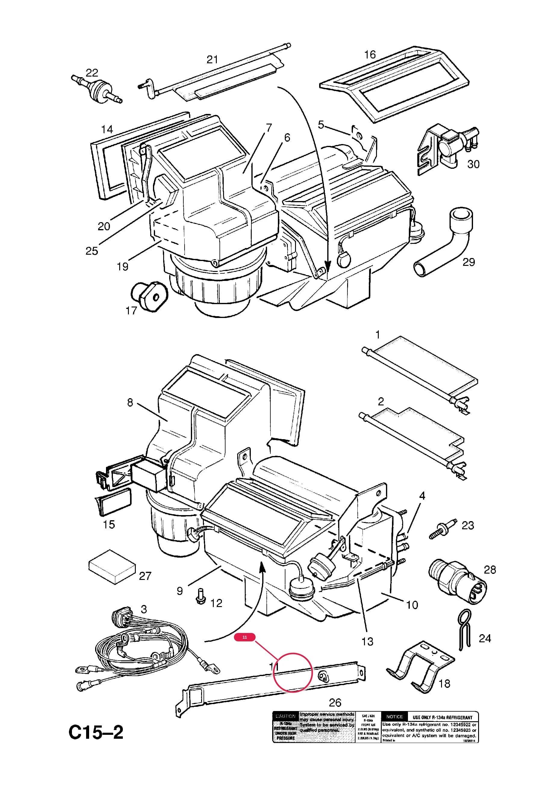 RETAINER,HEATING CHAMBER AND BLOWER (NLS.- NO REPLACEMENT PART) — Opel  SINTRA ( 1997 -  1999) — C BODY INTERIOR FITTINGS › 7 AIR CONDITIONING