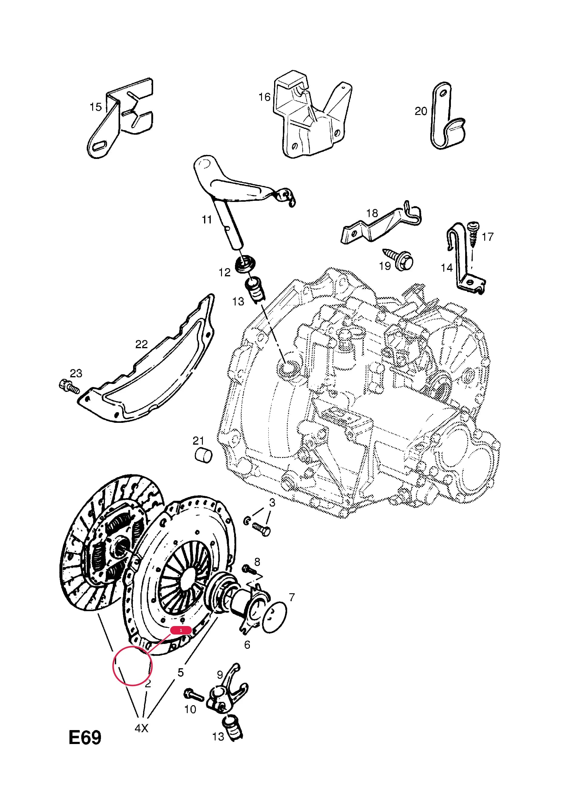 DISC,ASSY.,CLUTCH (NLS.- NO REPLACEMENT PART)  (PRODUCTION NO. 90446720) — Opel  CALIBRA ( 1989 -  1997) — E ENGINE AND CLUTCH › 4 C20LET[LL7] PETROL ENGINE