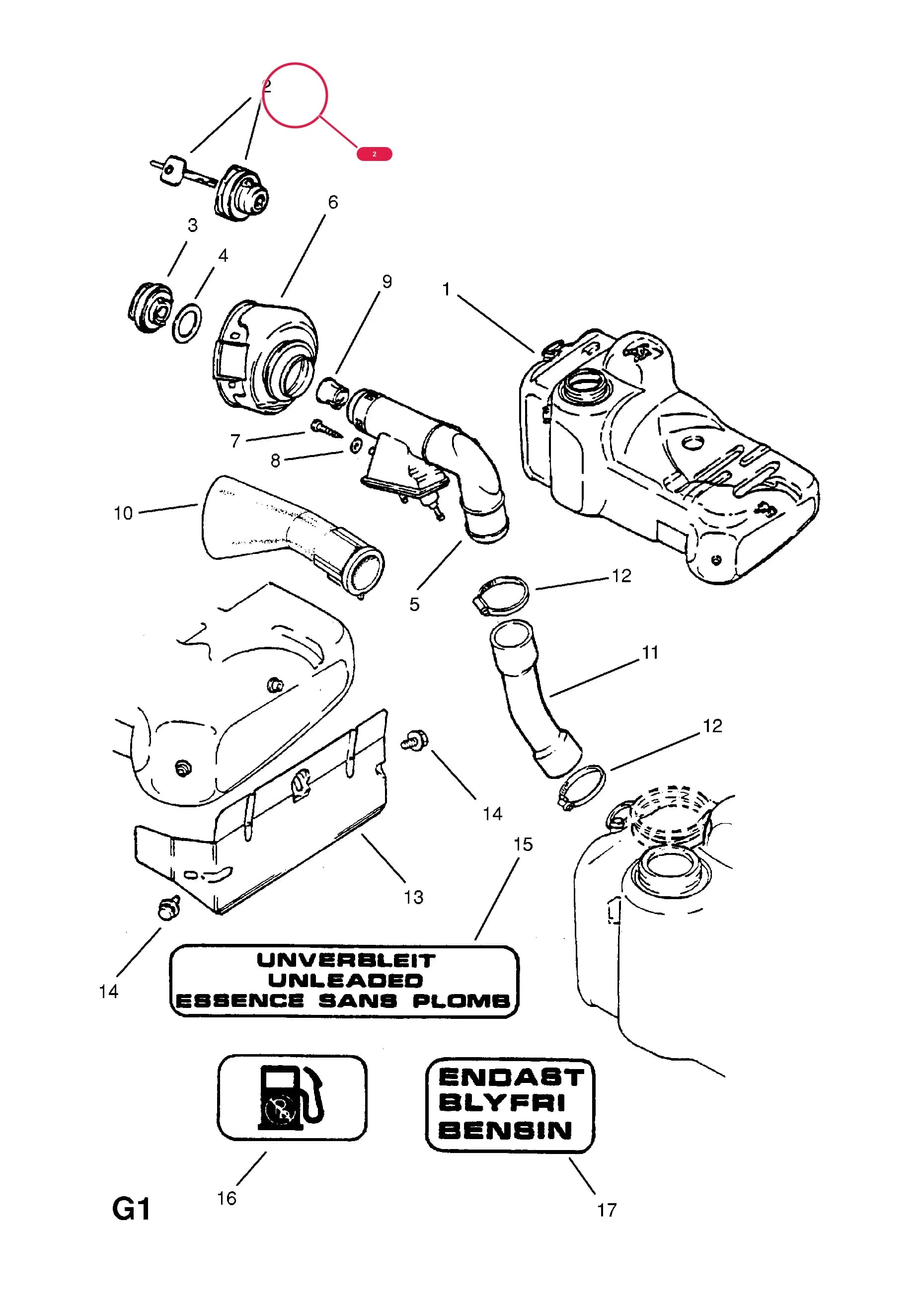 CAP,FILLER (EXCEPT CENTRAL LOCKING) (PROFILE NOT CODED) (NLS.- NO REPLACEMENT PART)  (PRODUCTION NO. 90232241) — Opel  CALIBRA ( 1989 -  1997) — G FUEL AND EXHAUST › 78.FUEL TANK