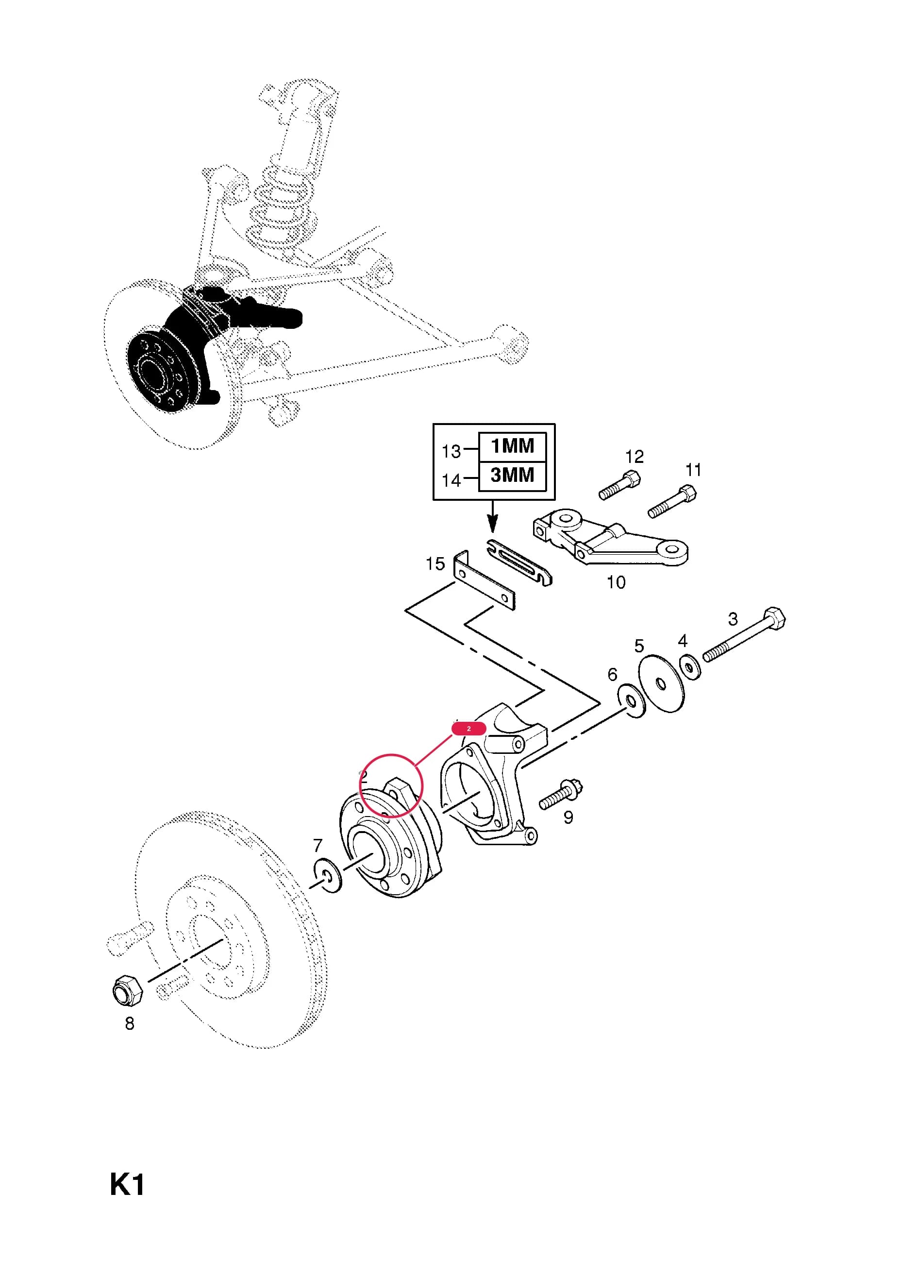 HUB,ASSY.,WITH FLANGE AND BEARING (NLS.- USE 90538941  48 01 796, 9117622  16 03 211) — Opel  SPEEDSTER ( 2001 -  2004) — K FRONT AXLE AND SUSPENSION › 1.FRONT HUB
